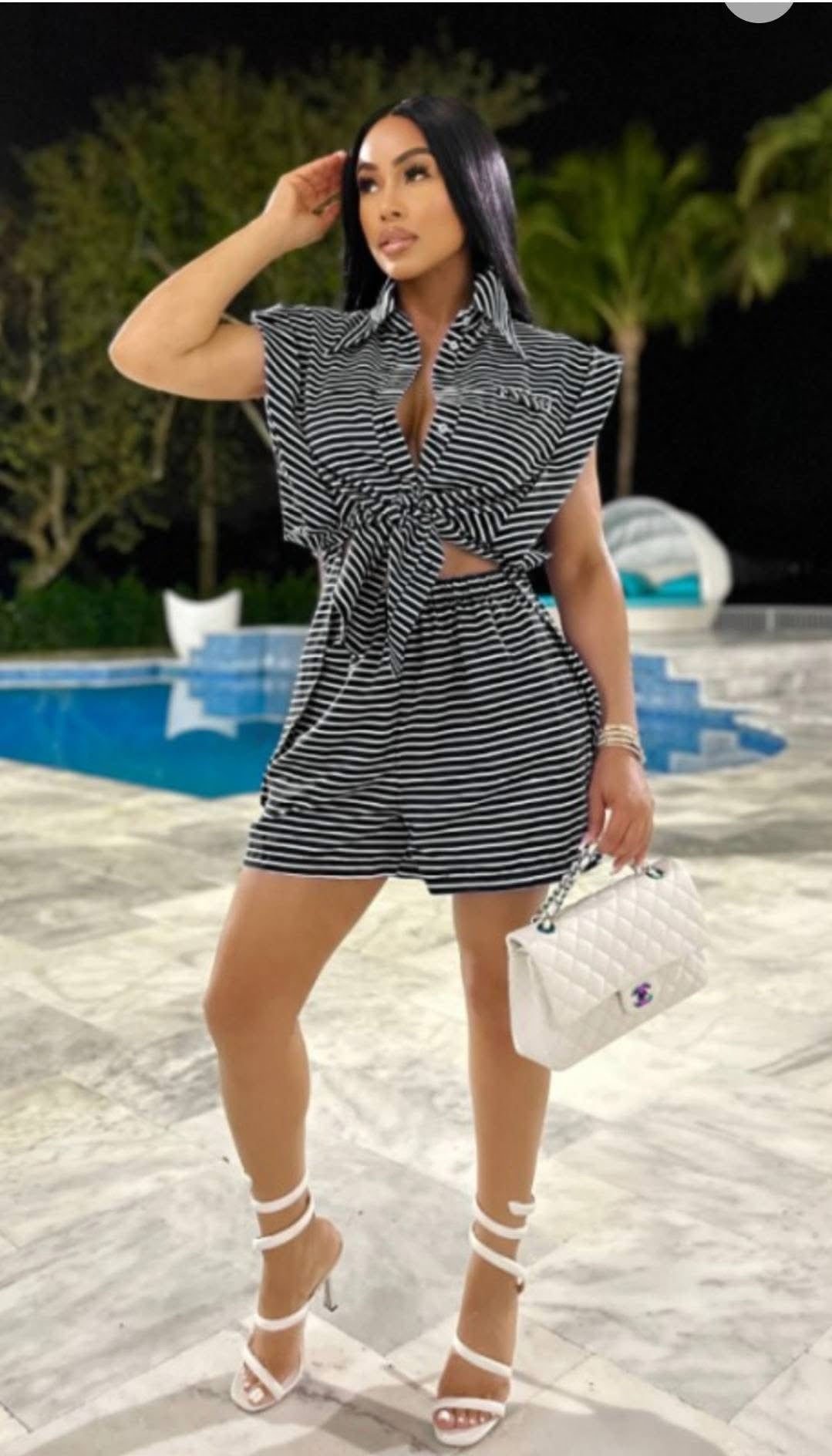 Pin Striped short set