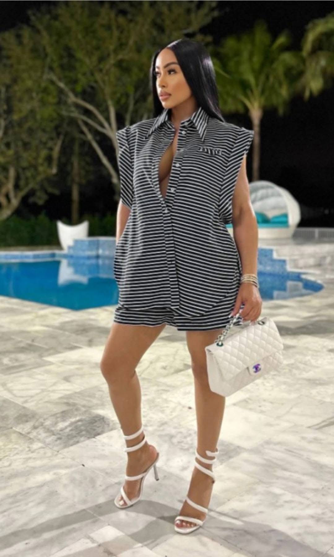 Pin Striped short set