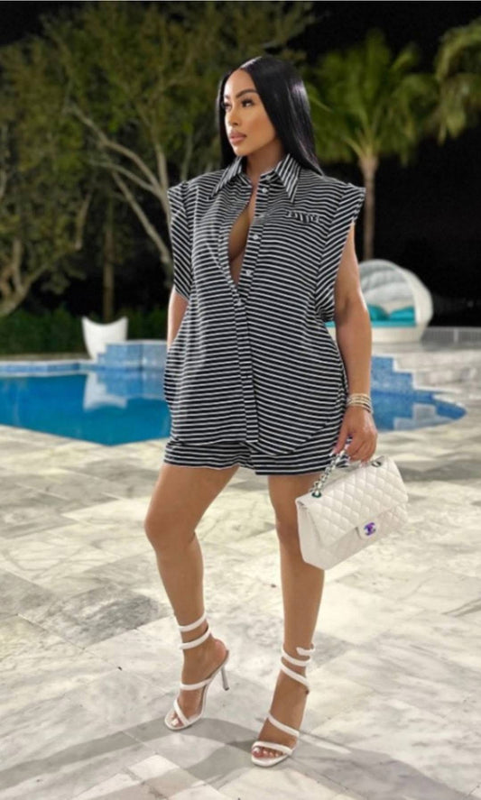 Pin Striped short set