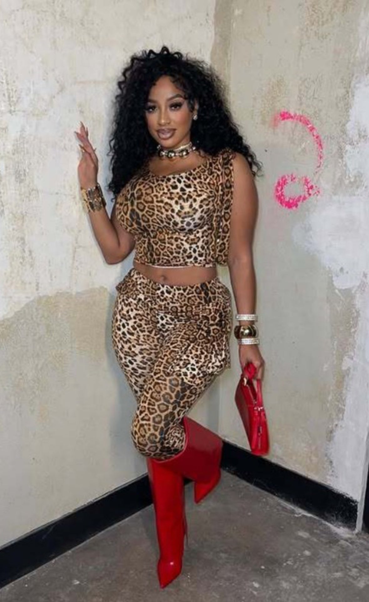 Leopard Tie-up Pant Set