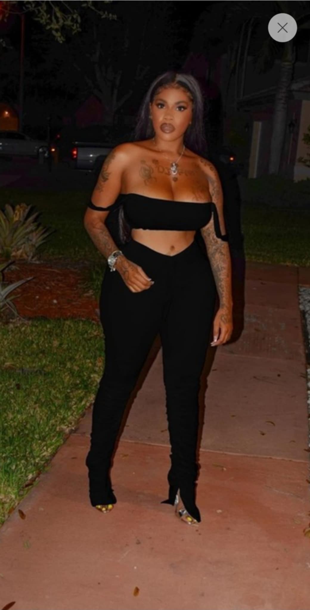 Stacked pants and cropped top set