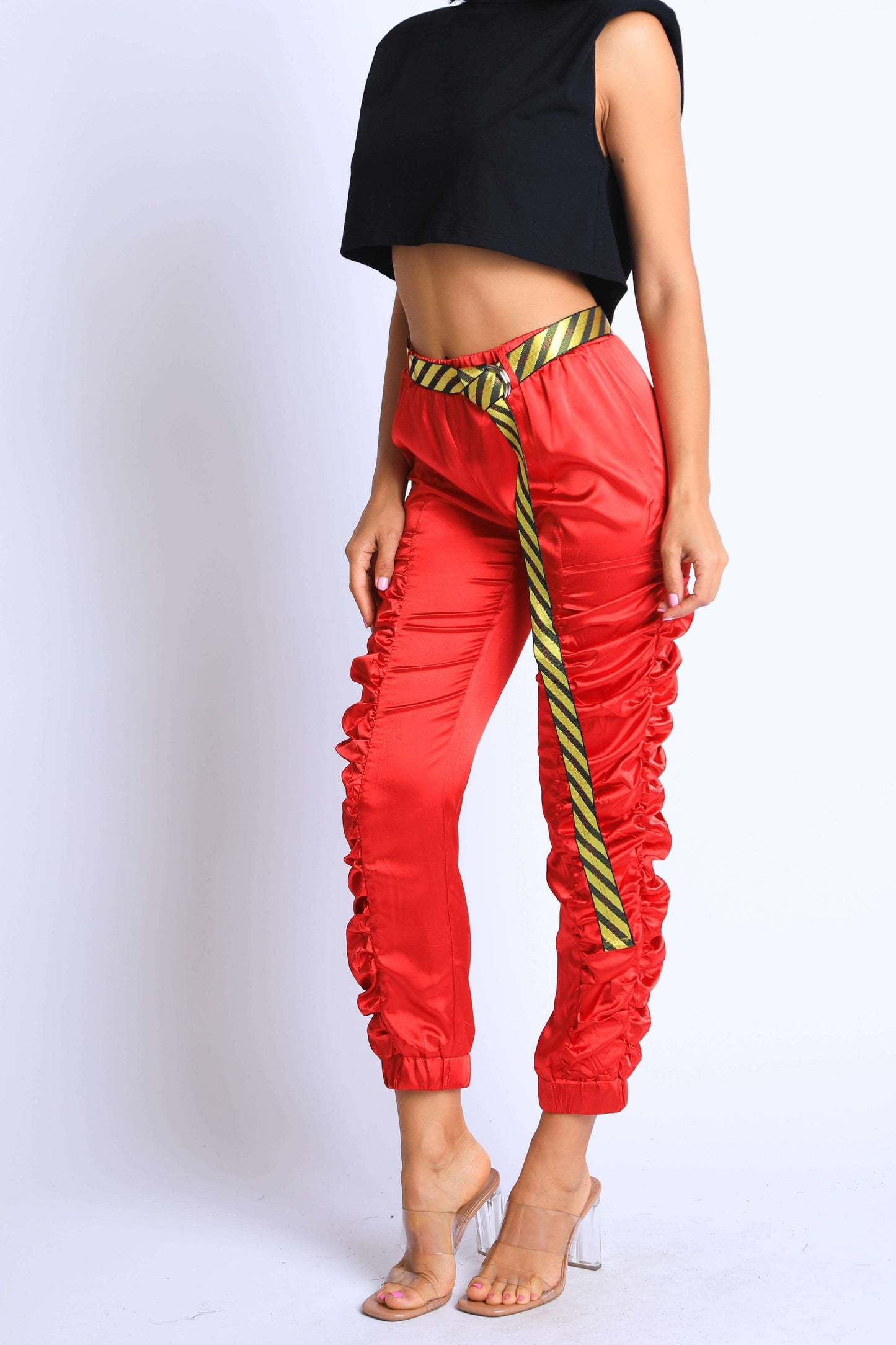 Red "off-white" pants