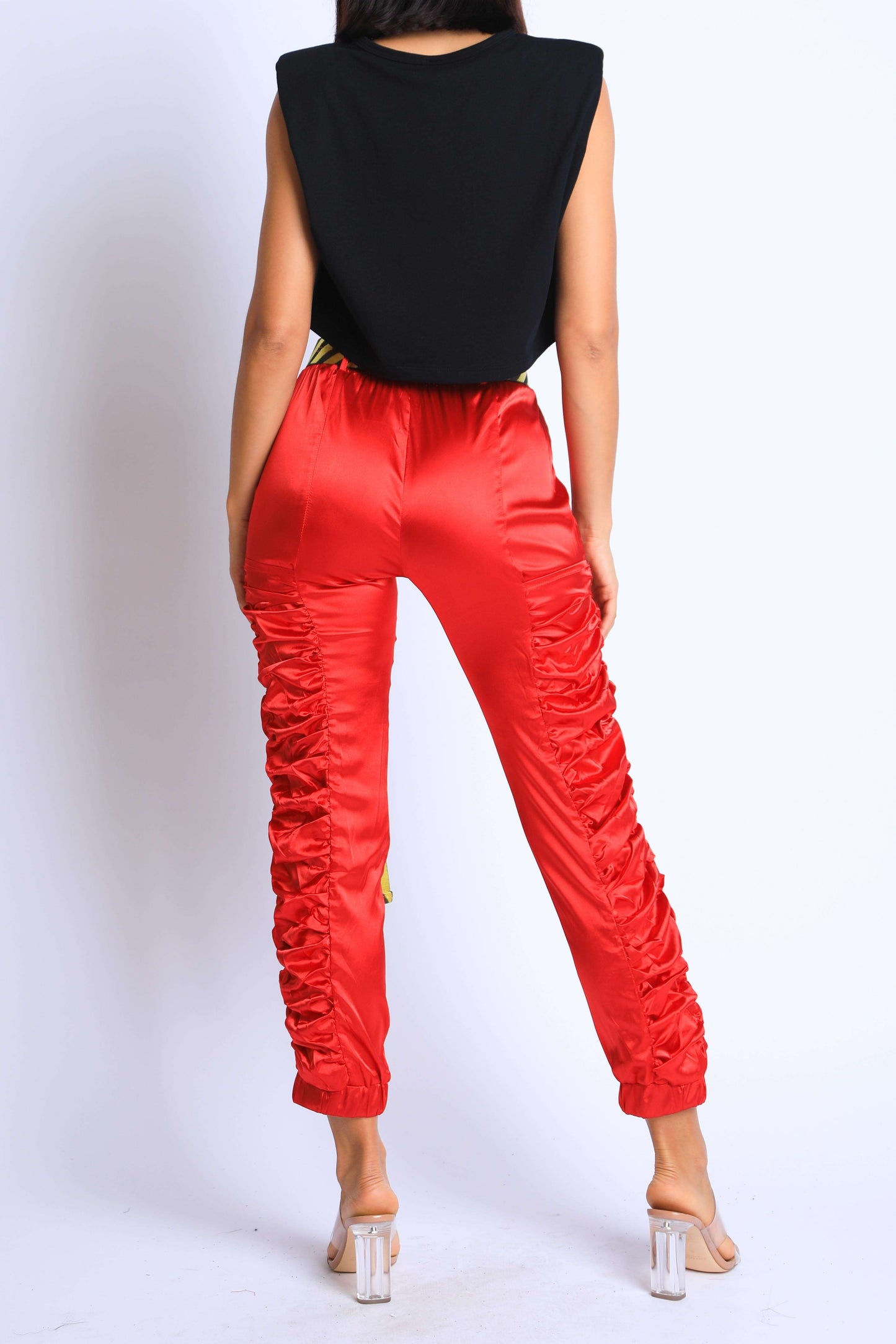 Red "off-white" pants